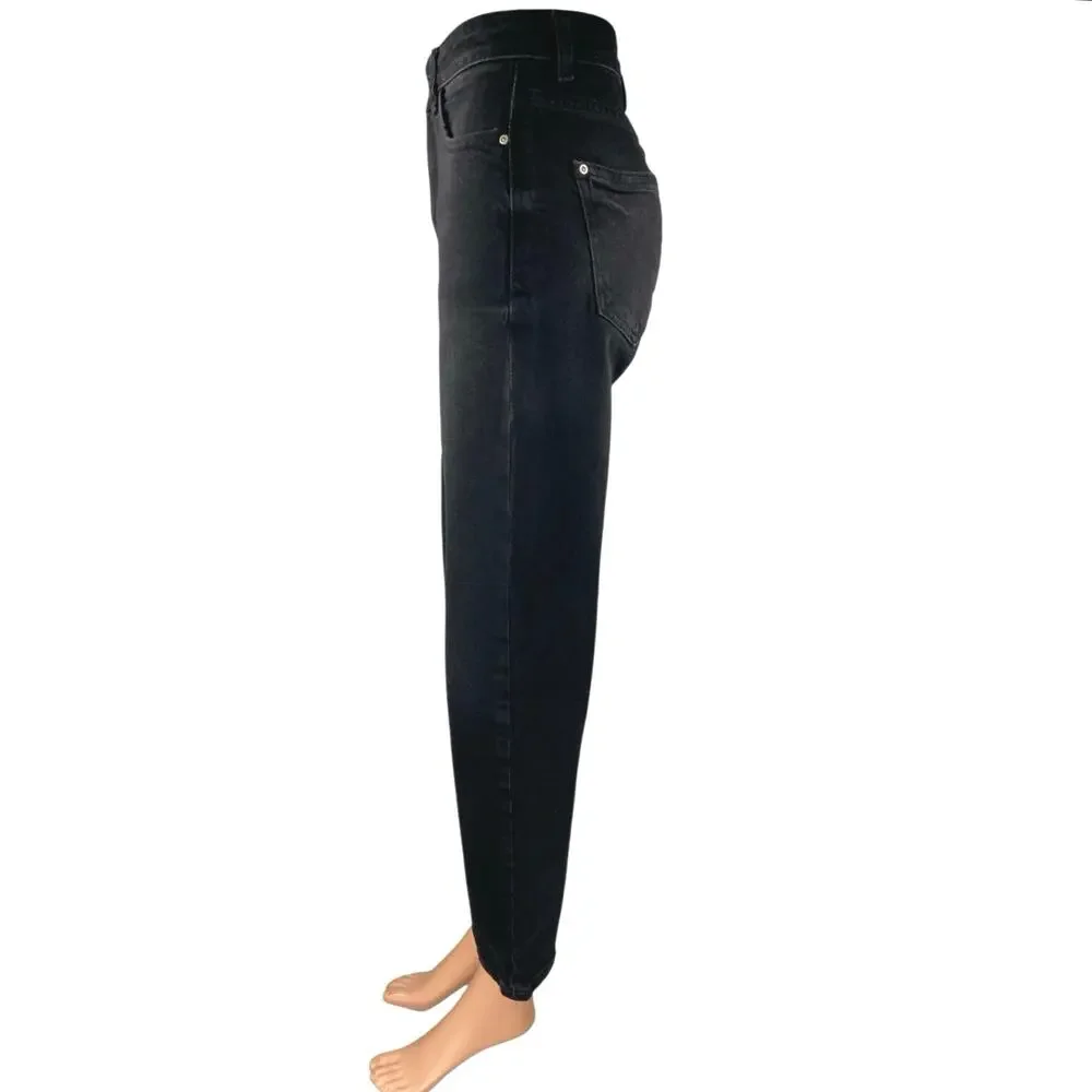 Zara Women's Black Wash High Waist Straight Tapered Leg Denim Jeans Pants Size 2